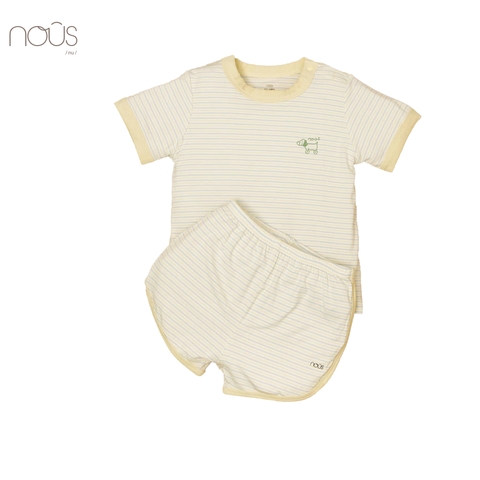 Bộ cài vai cộc petit kẻ hai xanh