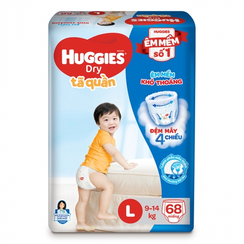Tã quần Huggies Dry size L 68 miếng (9-14kg)