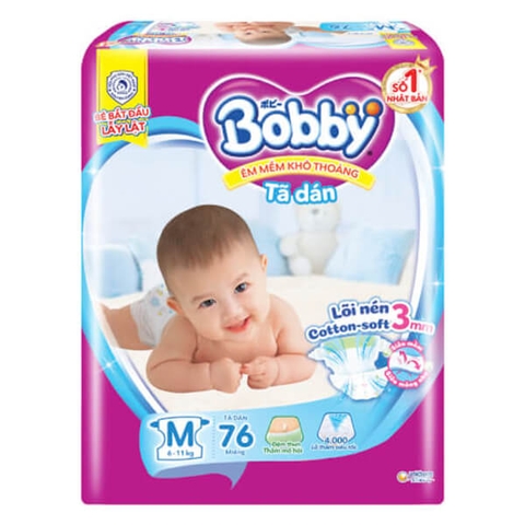 Tã dán Bobby Fresh size M  76 miếng (5-11kg)