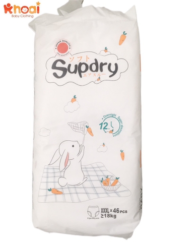 Tã quần Supdry trắng size 3XL - 46 miếng (18-23kg)