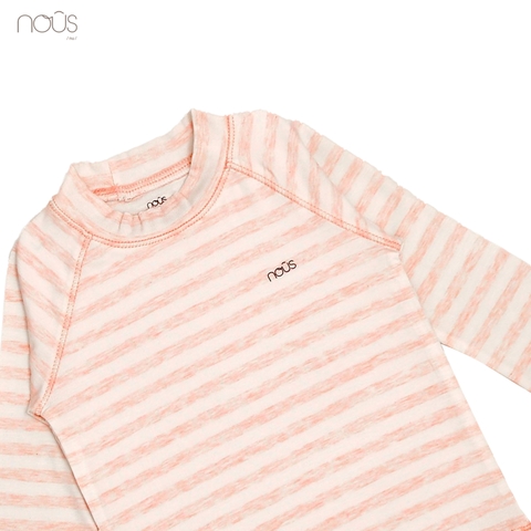 Áo cổ lọ 3cm kẻ hồng