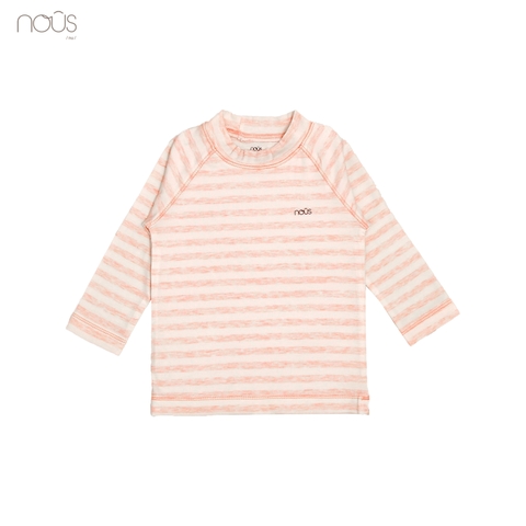 Áo cổ lọ 3cm kẻ hồng