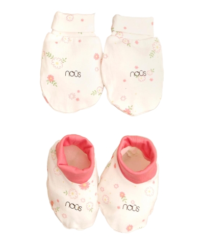 Set bao tay bao chân bo pink daisy