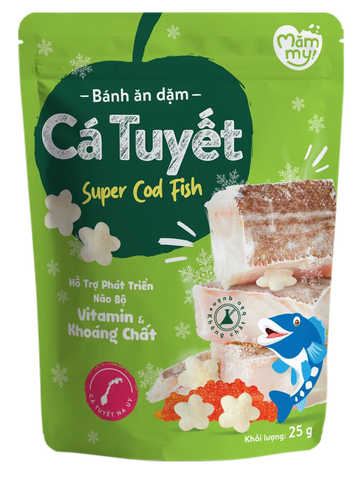 Bánh ăn dặm Mămmy vị cá tuyết -25g (Bé từ 6 tháng)
