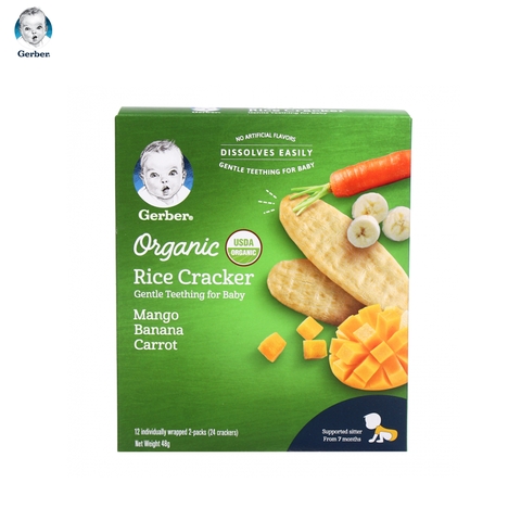 Bánh gạo Nestlé Gerber Organic vị chuối, xoài, cà rốt - hộp 48g