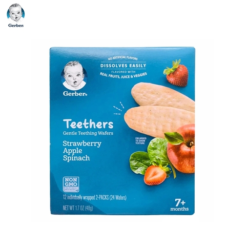 Bánh gạo Nestlé Gerber vị dâu táo cải bó xôi - hộp 48g