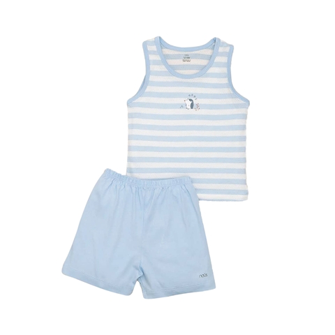 Bộ ba lỗ kẻ xanh trắng hình nhím chất liệu Nu Air