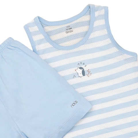 Bộ ba lỗ kẻ xanh trắng hình nhím chất liệu Nu Air