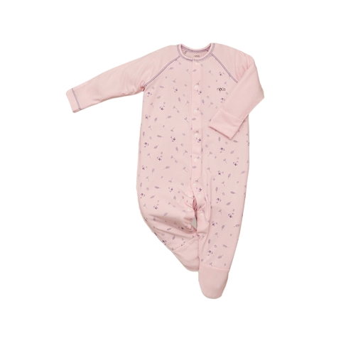 Bộ bodysuit liền tất hồng hoạ tiết vườn dâu size newborn