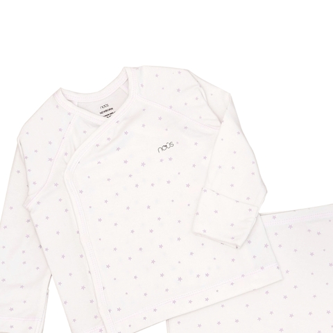 Bộ cài lệch trắng họa tiết sao hồng newborn