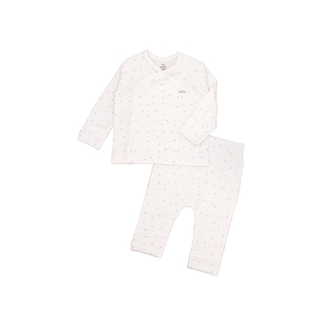 Bộ cài lệch trắng họa tiết sao hồng newborn