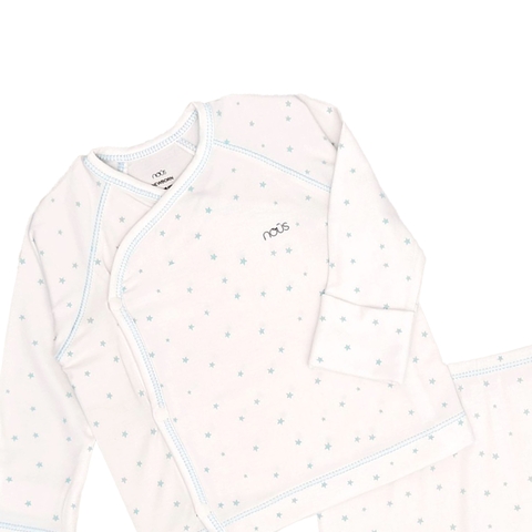 Bộ cài lệch trắng họa tiết sao xanh newborn