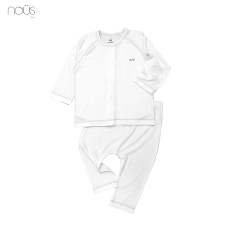 Bộ cài thẳng dài petit trắng - khuy bấm