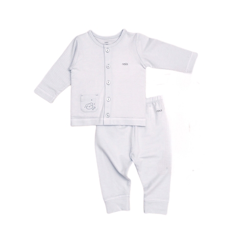 Bộ cài thẳng dài kẻ caro nhỏ xanh