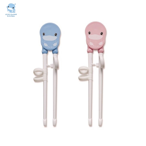 Bộ đũa KUKU cho bé từ 2 tuổi tập ăn dặm bằng nhựa cứng