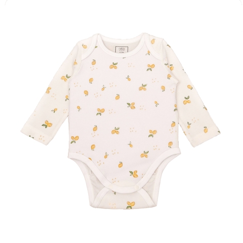 Bộ bodysuit dài tay màu trắng in họa tiết quả chanh
