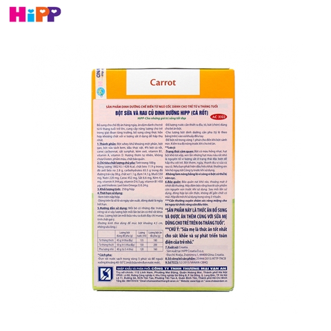 Bột ăn dặm Hipp sữa và cà rốt - 250g (trên 6 tháng)