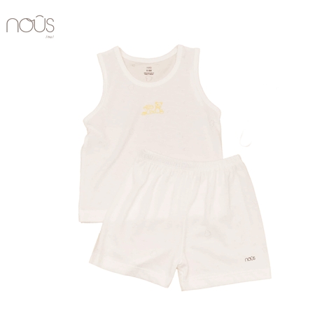 Bộ ba lỗ trắng in trước ngực