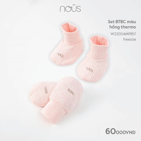 Set bao tay bao chân Nous màu hồng thermo