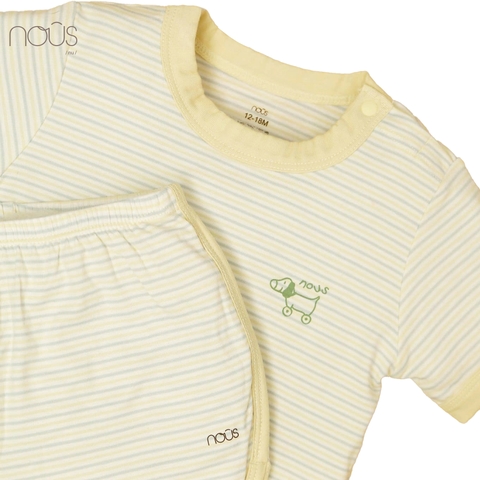 Bộ cài vai cộc petit kẻ hai xanh