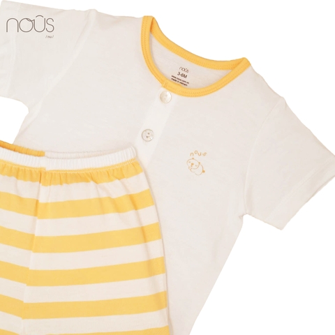 Bộ cài thẳng cộc kẻ trắng vàng