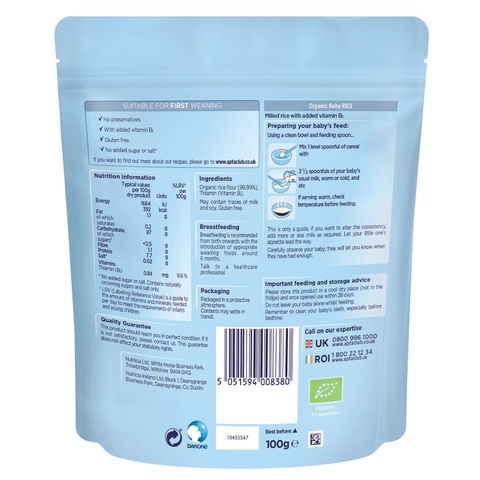 Bột ăn dặm Aptamil vị gạo dành cho trẻ từ 4 tháng tuổi - 100g