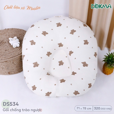 Gối chống trào ngược cho bé Dokma vải xô muslin DS534 (71x78cm)