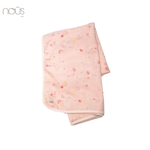 Khăn xô 1 lớp hồng hình gấu và trái cây