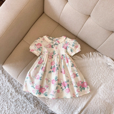 Đầm cổ sen vitage hoa hồng Op Kids