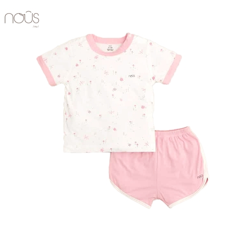 Bộ cài vai cộc trắng hồng hình vừơn hoa