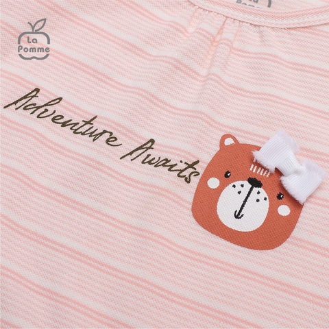 Bộ cộc tay La Pomme kẻ gấu nâu