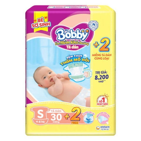 Tã dán Bobby Fresh size S 30 miếng (4-8kg)