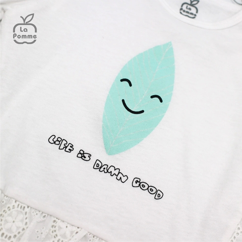 Bộ cộc tay La Pomme chấm bi xanh