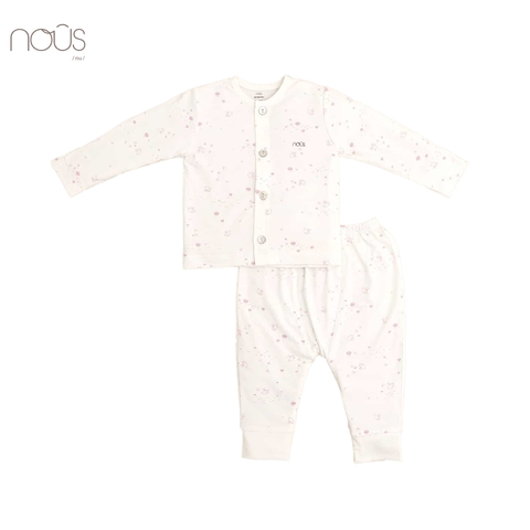 Bộ cài thẳng dài trắng hoạ tiết ong size Newborn (dành cho bé sơ sinh dưới 3.8Kg)