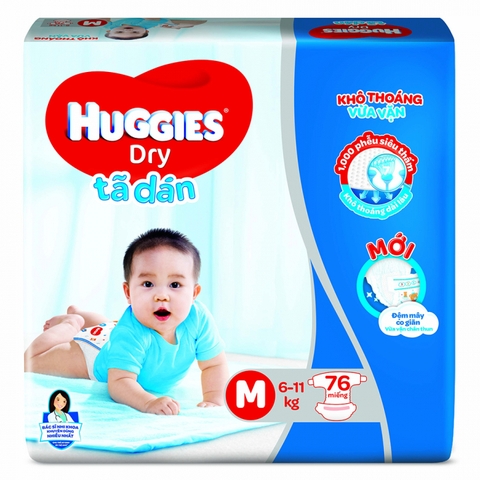 Tã dán Huggies Dry size M 76 miếng (6-11kg)
