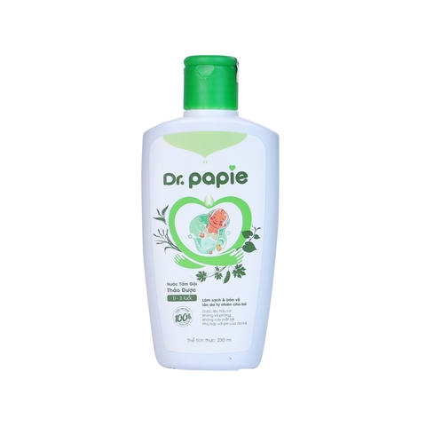 Nước tắm gội thảo dược Dr.Papie ngừa rôm sảy, mẩn ngứa cho bé (230ml)