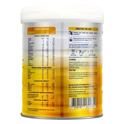 Sữa bột Nutifood GrowPLUS+ vàng sữa non 800g (Trên 1 tuổi)