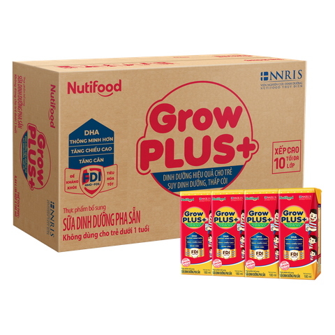 Thùng 48 hộp sữa pha sẵn Nutifood GrowPLUS+ đỏ cho trẻ suy dinh dưỡng, thấp còi (từ 1 tuổi)