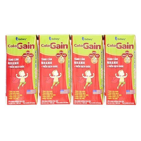 Lốc sữa bột pha sẵn Colos Gain (từ 1 tuổi) - Lốc 4 hộp