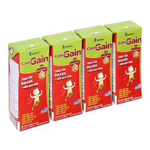 Lốc sữa bột pha sẵn Colos Gain (từ 1 tuổi) - Lốc 4 hộp