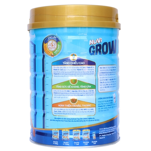 Sữa bột Nutifood Nuvi Grow tối ưu chiều cao 4+ (Trên 2 tuổi) -900g