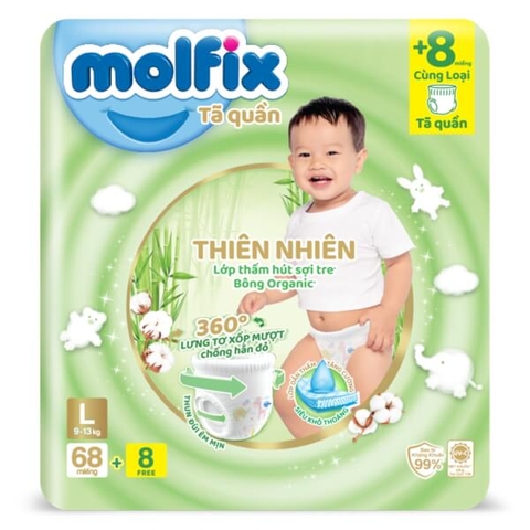 Tã quần Molfix size L - 68 miếng (9-13kg)