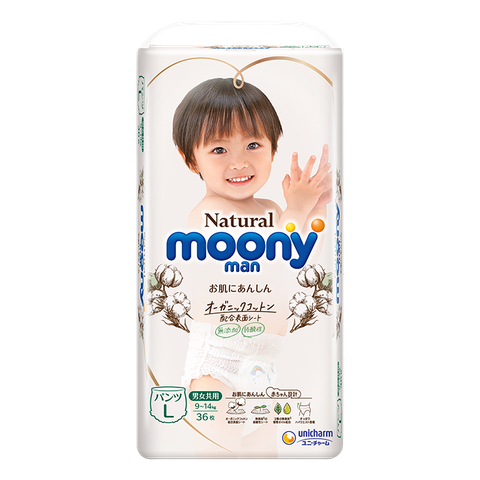 Tã quần Moony Natural size L 36 miếng (9-14kg)
