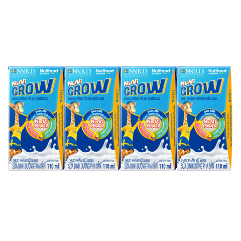 Lốc 4 hộp sữa pha sẵn Nuvi Grow tối ưu chiều cao (từ 1 tuổi)