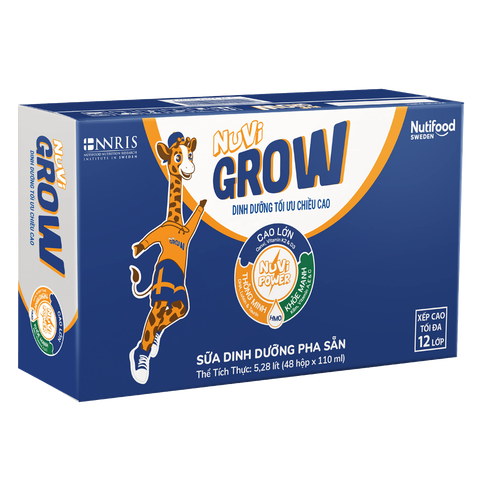 Thùng 48 hộp sữa pha sẵn Nuvi Grow tối ưu chiều cao (từ 1 tuổi)