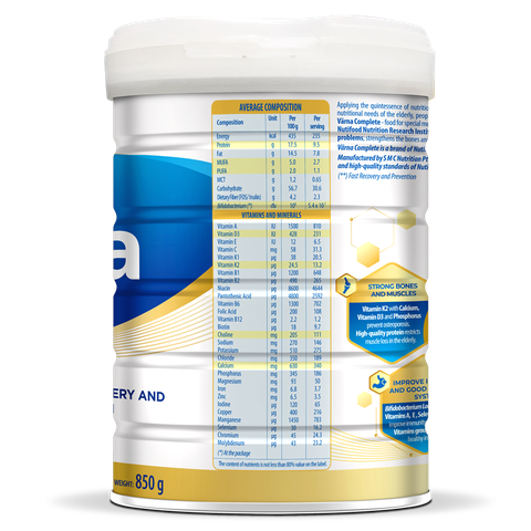 Sữa bột dinh dưỡng Nutifood Varna Complete SI, giúp phòng ngừa và phục hồi sức khỏe nhanh, ngừa loãng xương - 850g