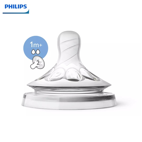 Vỉ 2 núm ty silicone Philips Avent mô phỏng tự nhiên 1-3M (SCF652.23)