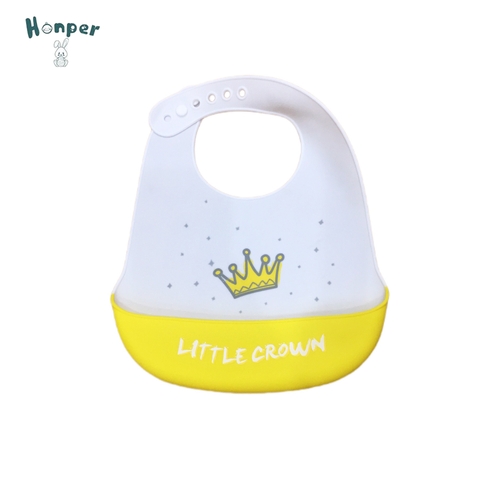 Yếm ăn dặm silicone có máng hứng HK2136 - Họa tiết Vương Miện