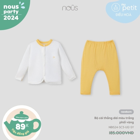 Bộ cài thẳng dài màu trắng phối vàng NB - KM