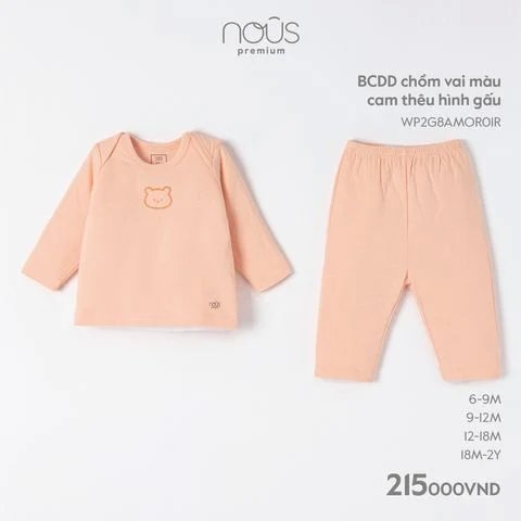 BCDD chồm vai màu cam thêu hình gấu 18M - KM